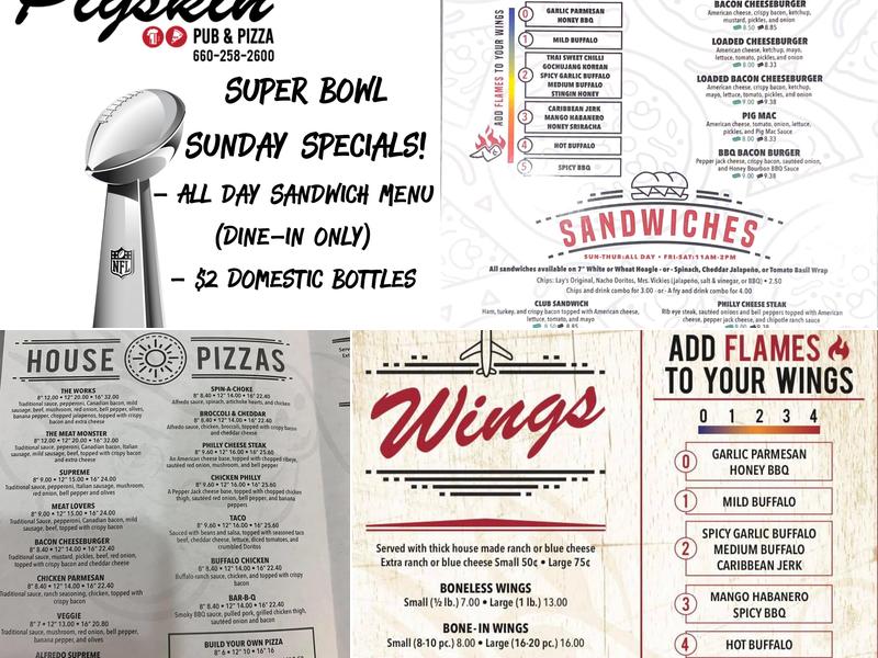 Pigskin Pub & Pizza Menu