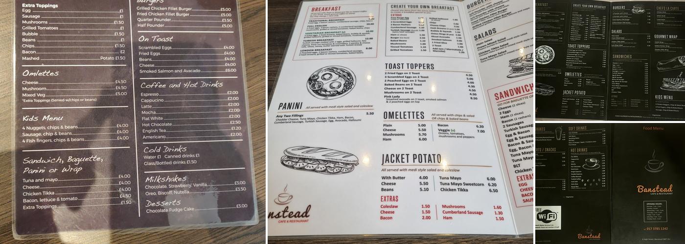 Banstead Cafe Menu