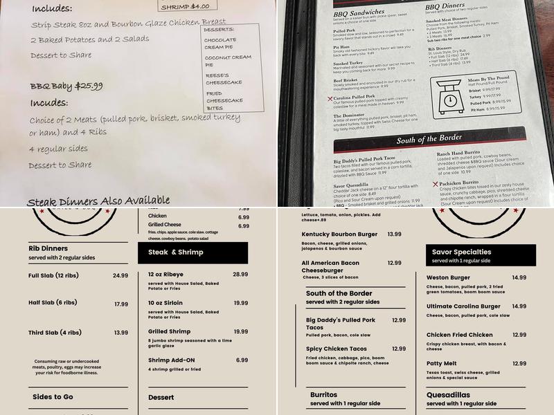 Savor Grill & BBQ Menu