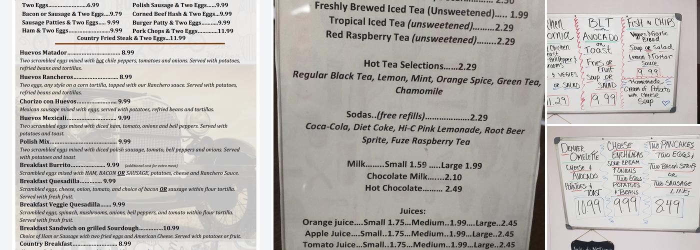 J & A's Cafe Menu