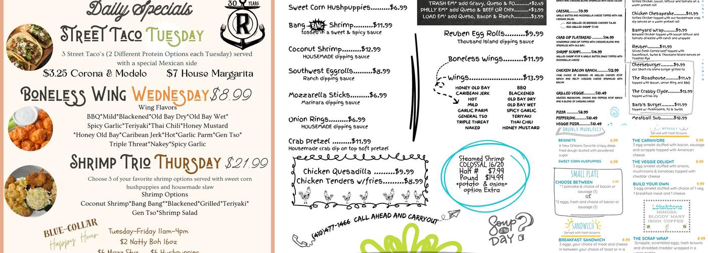 Robbies Bar & Grill Menu