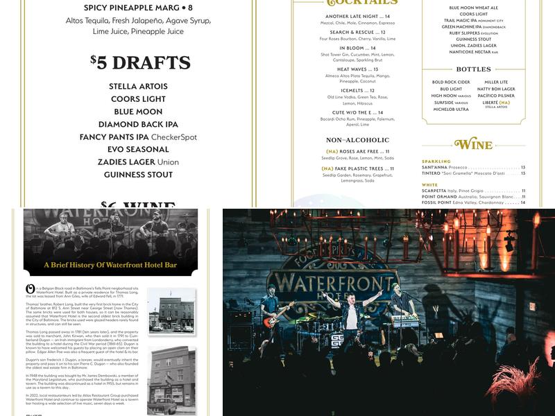 Waterfront Hotel Menu