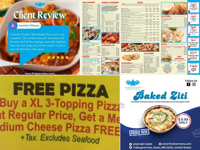 Five Star Pizza And Rice Menu