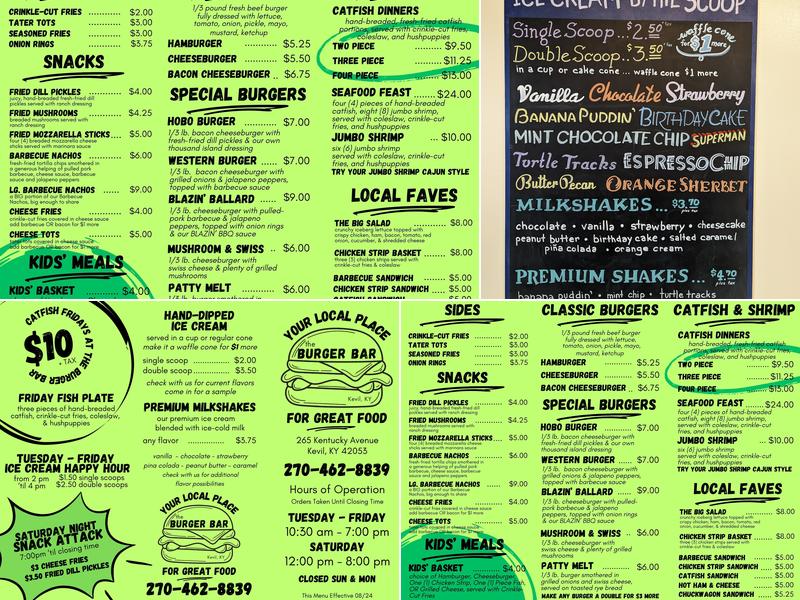 The Burger Bar Menu