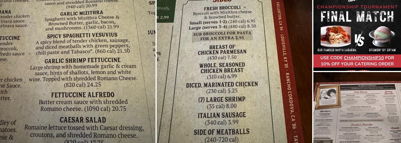 The Old Spaghetti Factory Menu