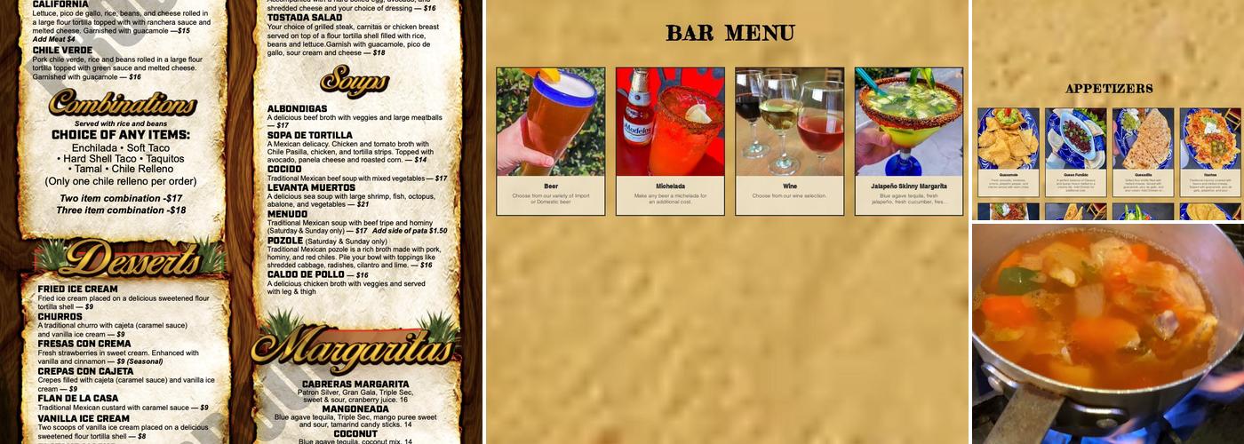 Cabrera's Mexican Restaurant Menu