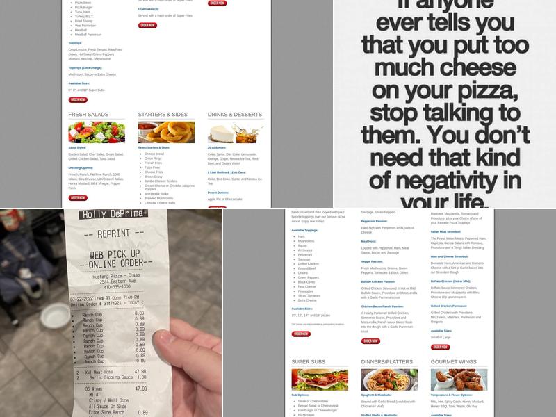 Mustang Pizza & Subs Menu