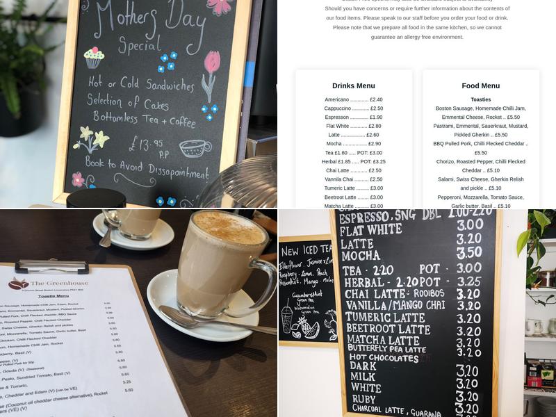 The Greenhouse Coffee Shop Menu