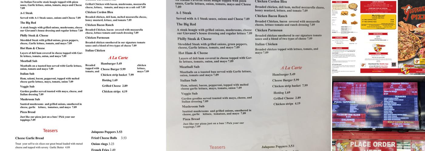 Giovanni's Pizza Menu