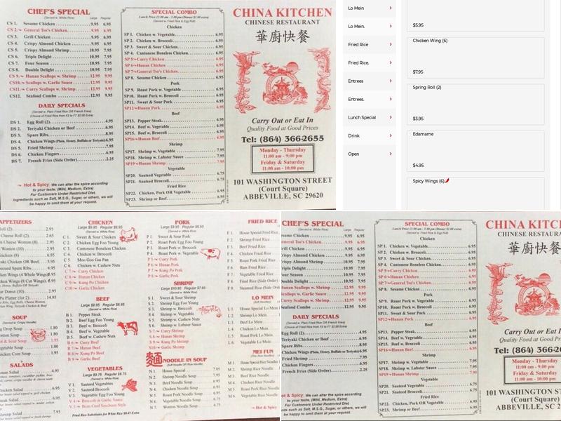 China Kitchen Menu