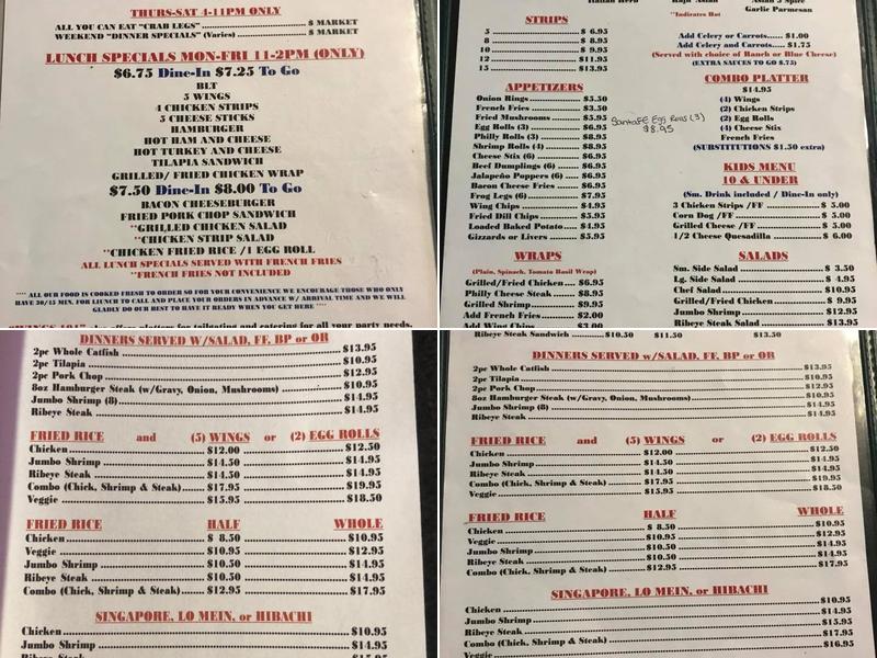 Wings 101 Menu