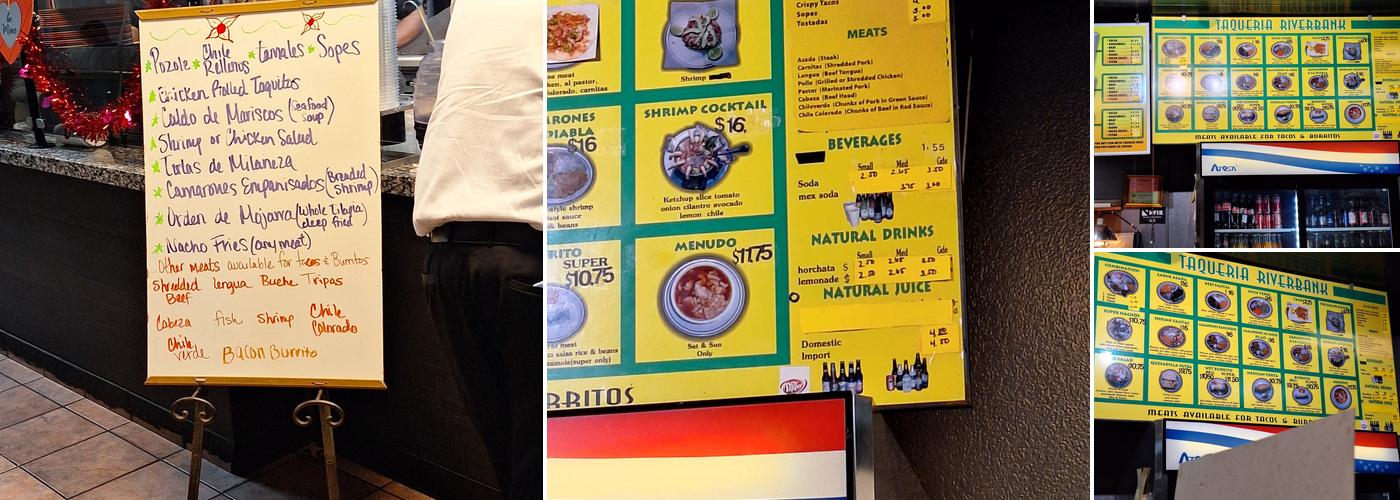 Taqueria Riverbank Menu