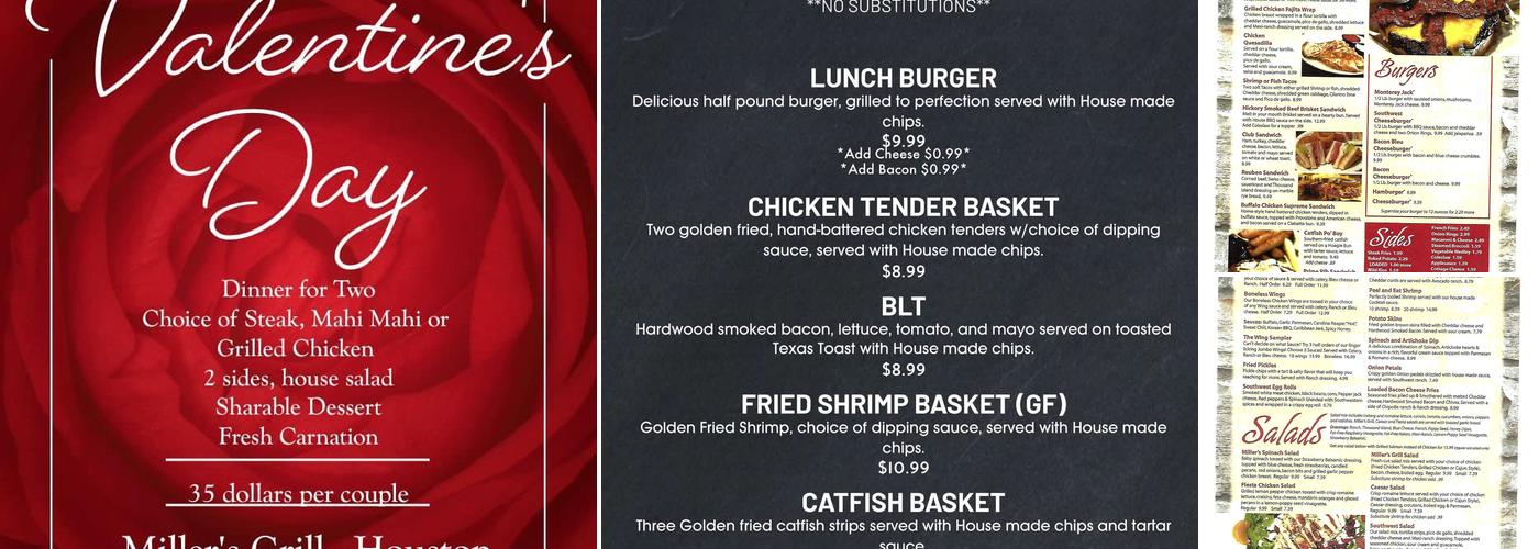 Miller's Grill Menu