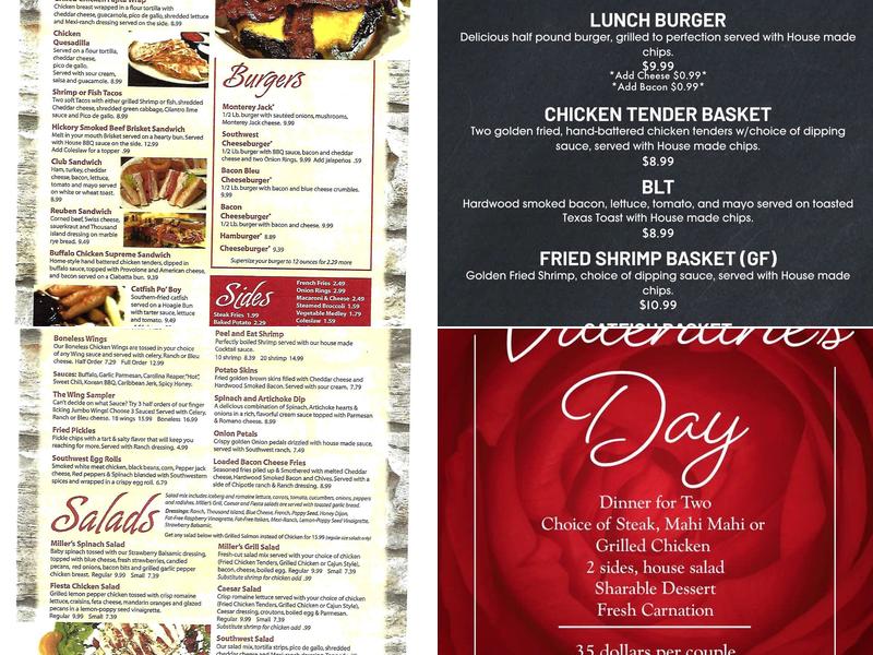 Miller's Grill Menu