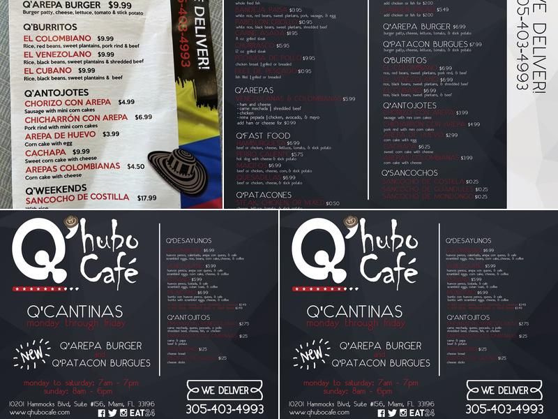 Q'Hubo Cafe Menu