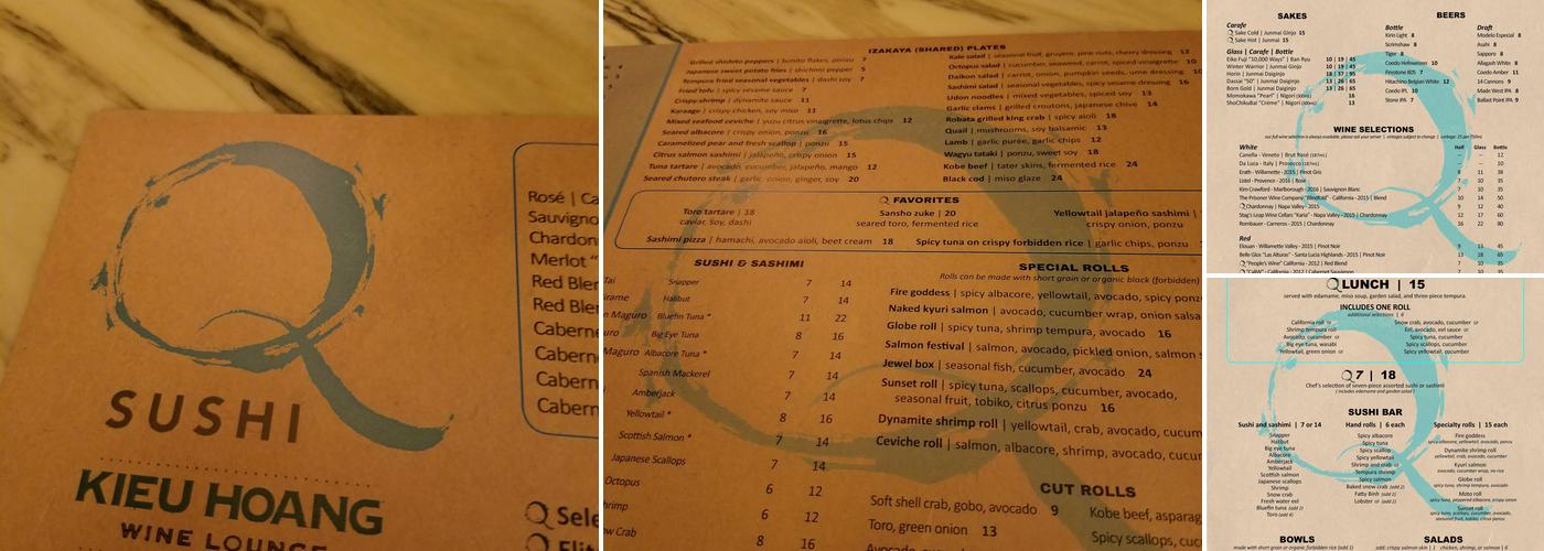 Q Sushi Menu
