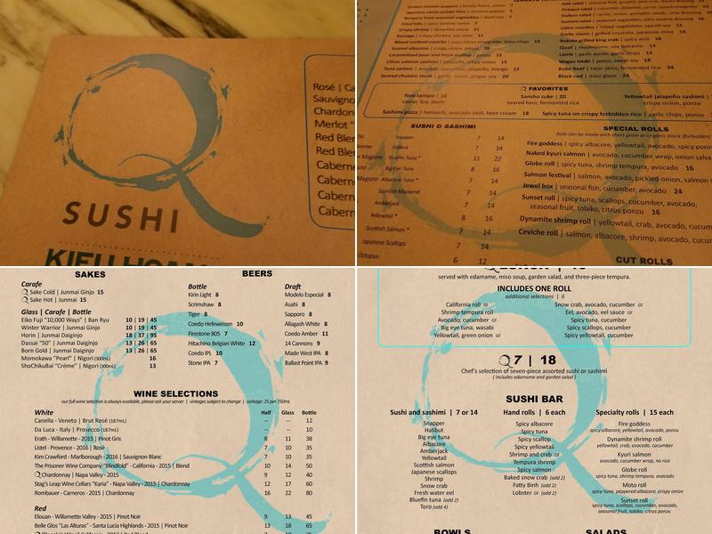 Q Sushi Menu
