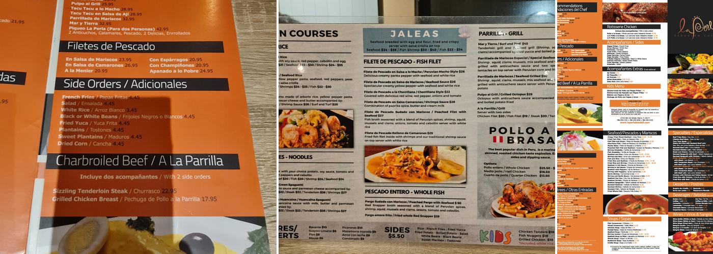 La Perla Peruvian Restaurant Menu