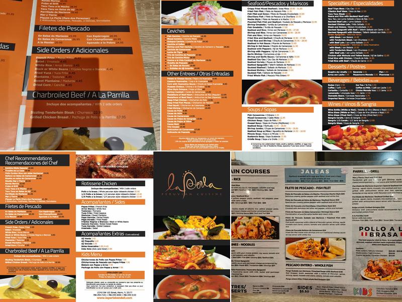 La Perla Peruvian Restaurant Menu