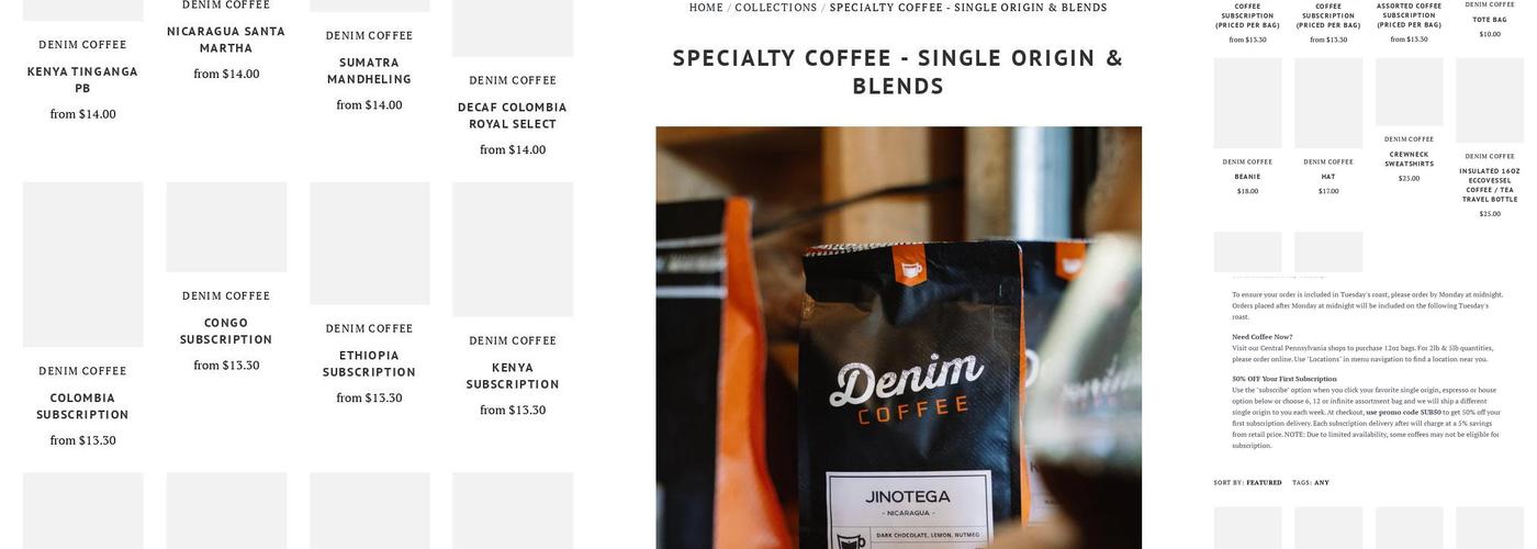 Denim Coffee Menu