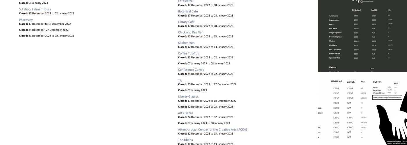 Arts Piazza Café Menu