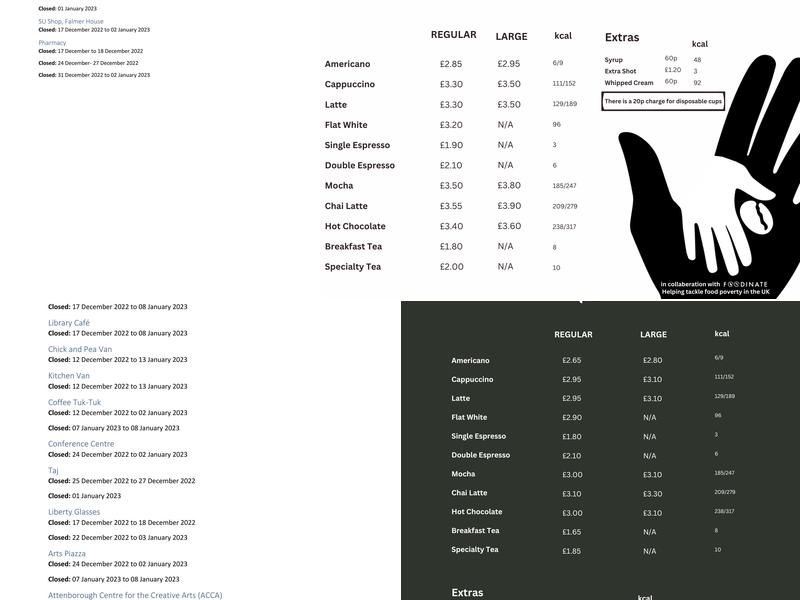 Arts Piazza Café Menu