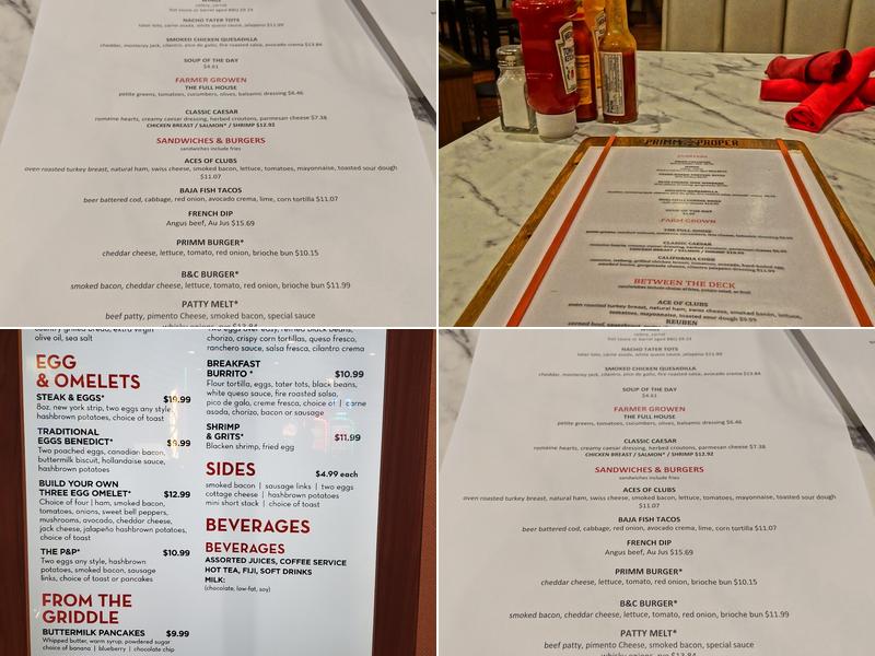 Primm & Proper Menu