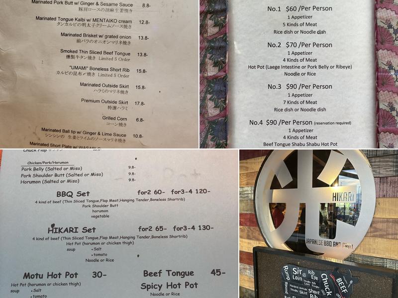 HIKARI Japanese BBQ & Grill Menu