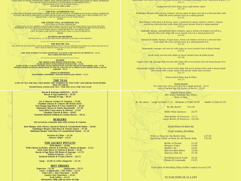 The Nutmeg Tree Menu