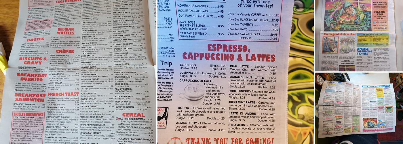 Java Joe's Cafe Menu