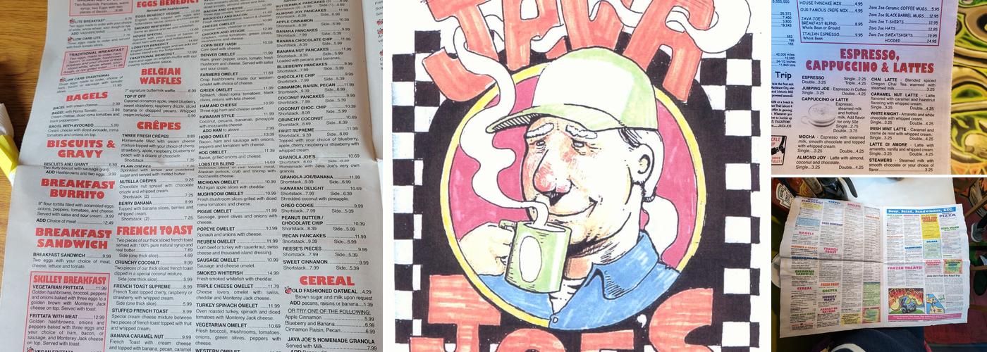 Java Joe's Cafe Menu