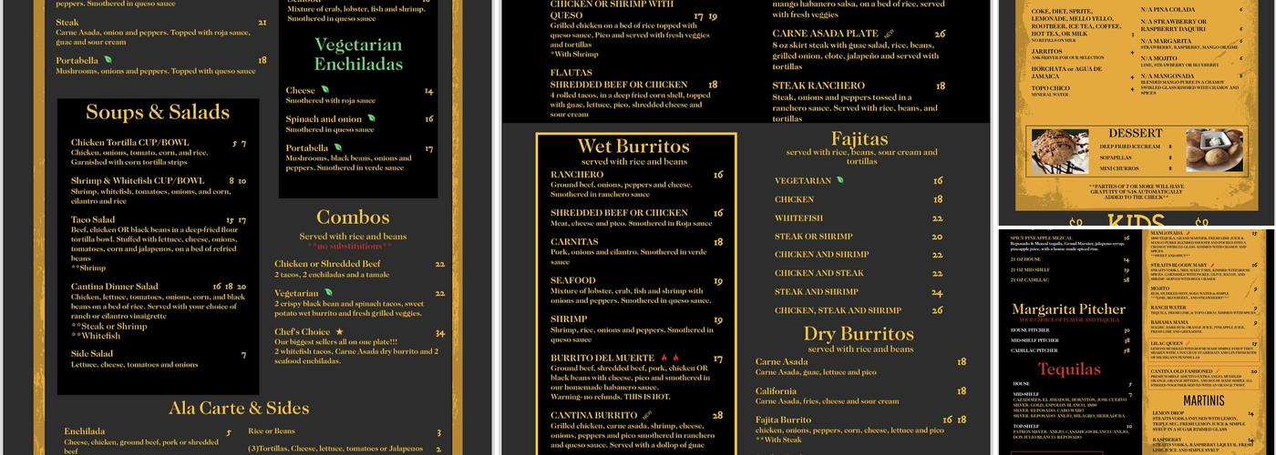 Jose's Cantina Menu