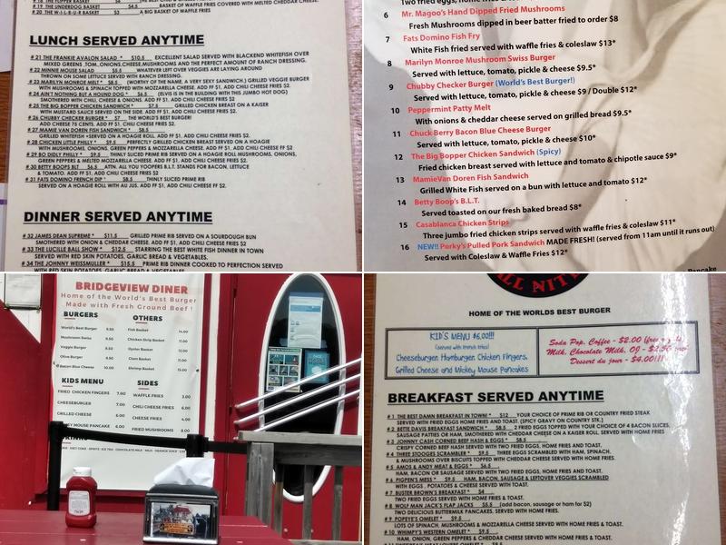 Bridgeview Diner Menu