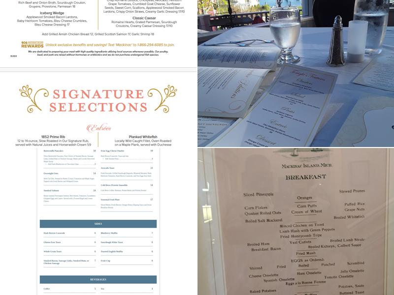 1852 Grill Room Menu