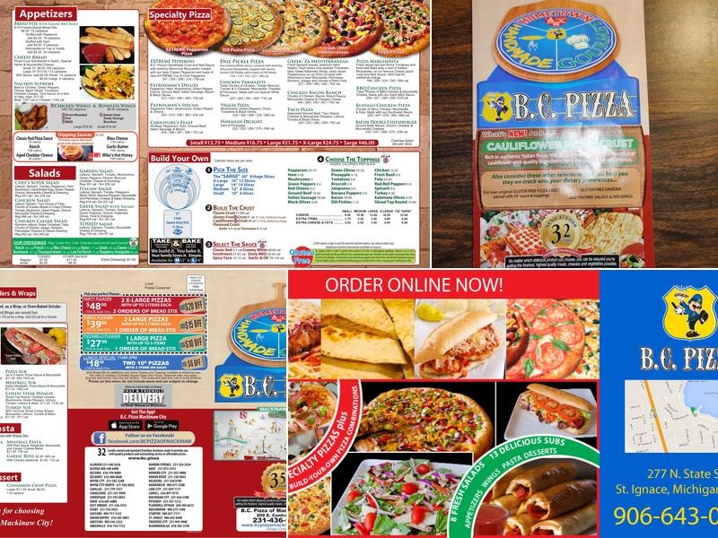 B.C. Pizza Menu