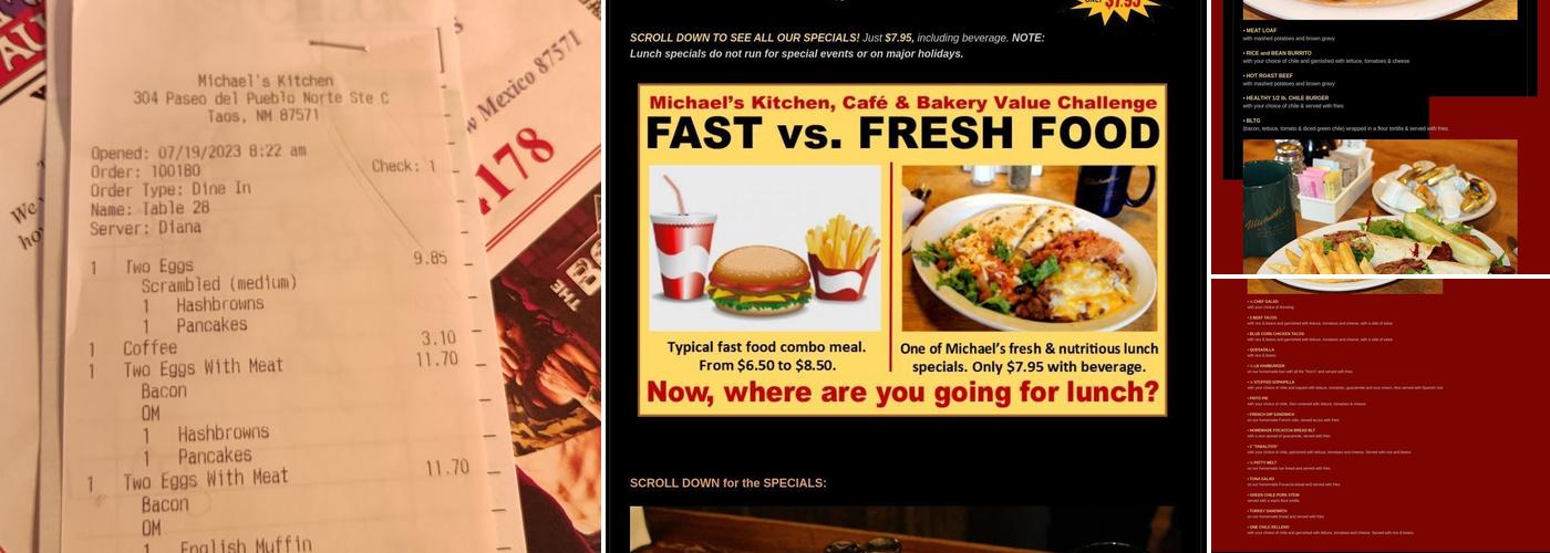 Michael's Kitchen Restaurant & Bakery Menu