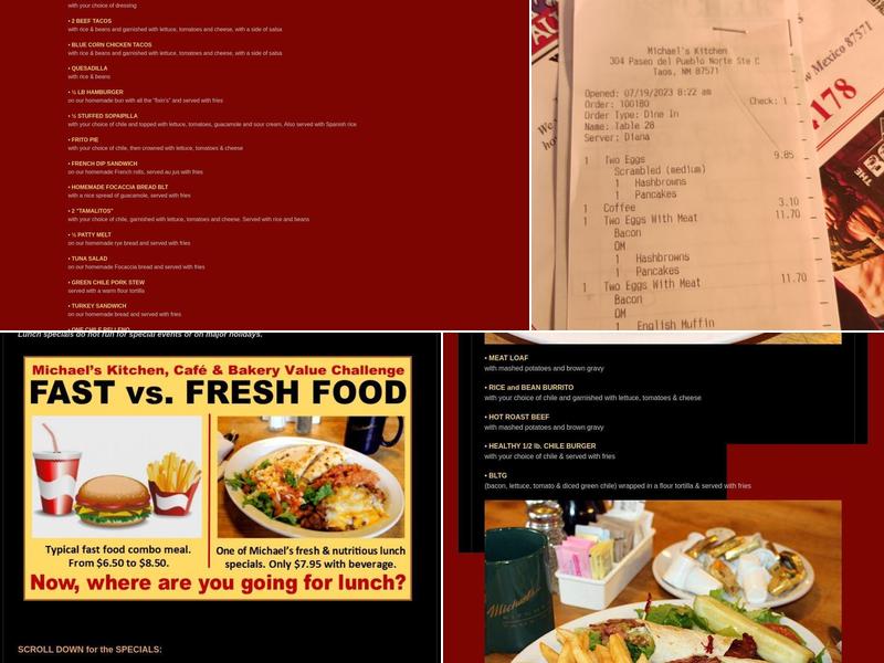 Michael's Kitchen Restaurant & Bakery Menu