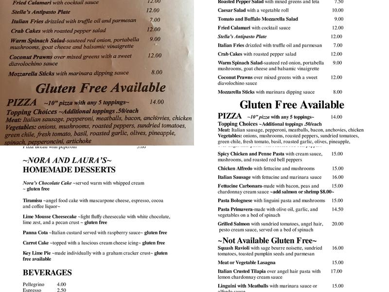 Stella's Menu
