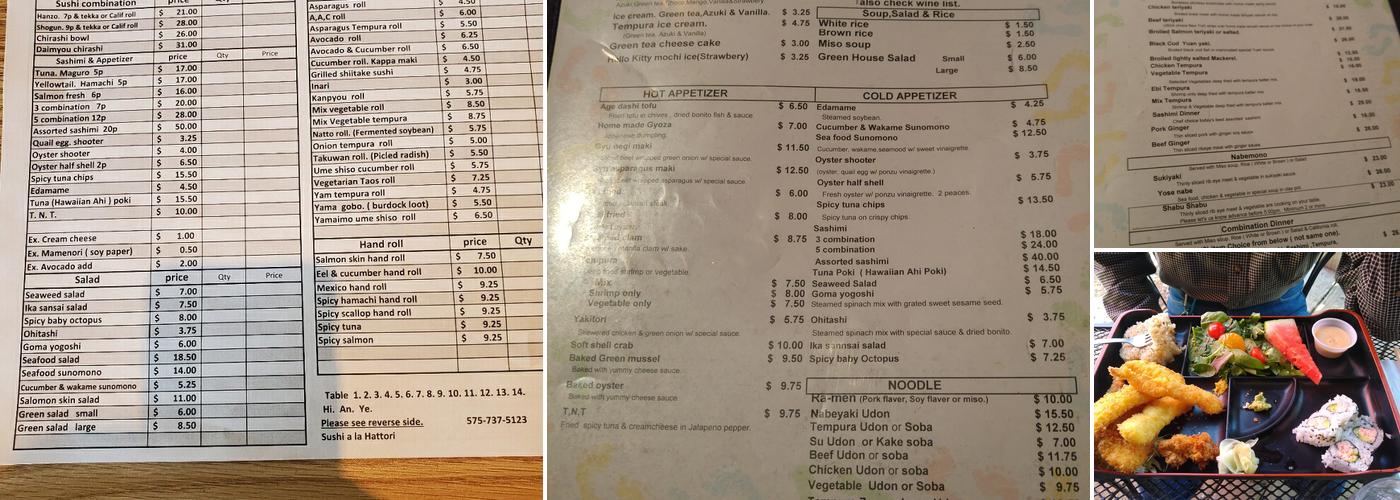 Sushi A La Hattori Menu