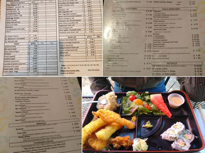 Sushi A La Hattori Menu