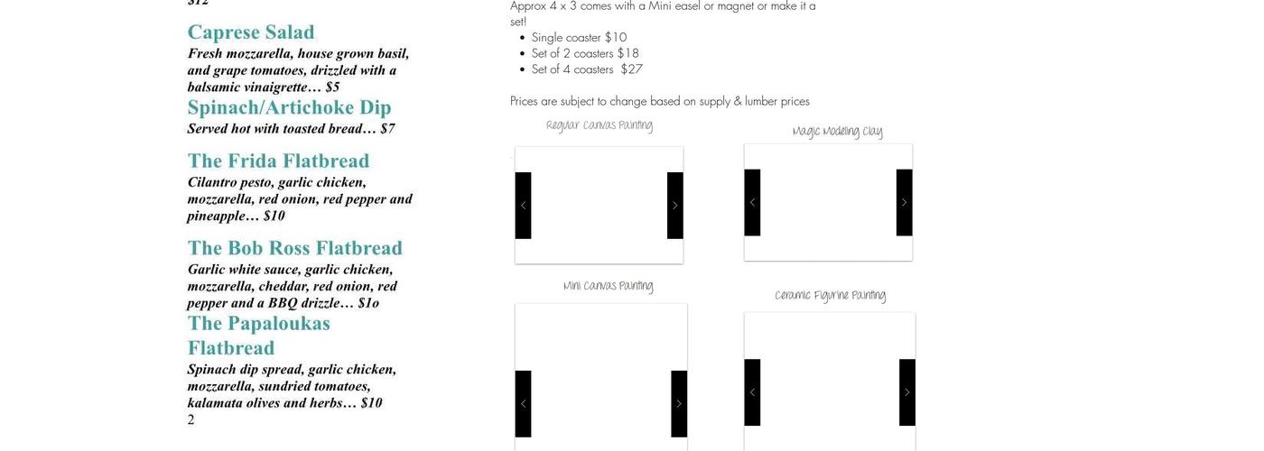 Art Bar 39 Traveling Paint and Sip Company Menu