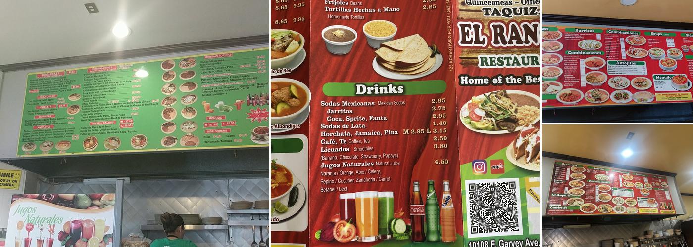 El Rancho Menu