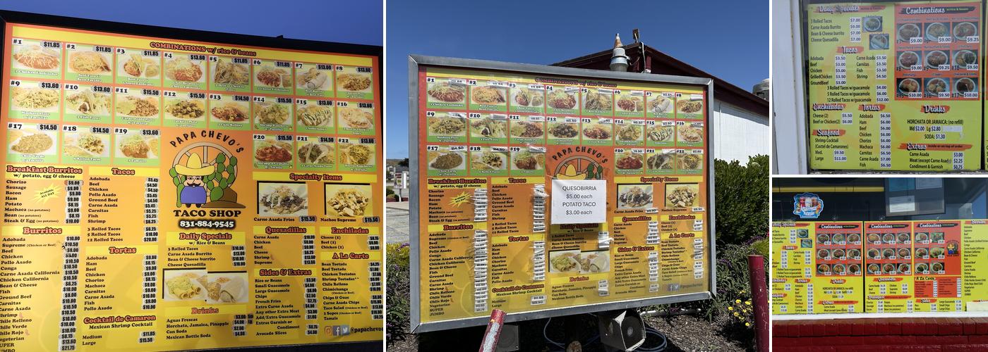 Papa Chevo's Taco Shop Menu