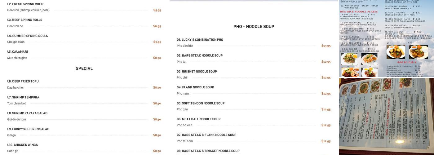 Pho Lucky Noodle House Menu