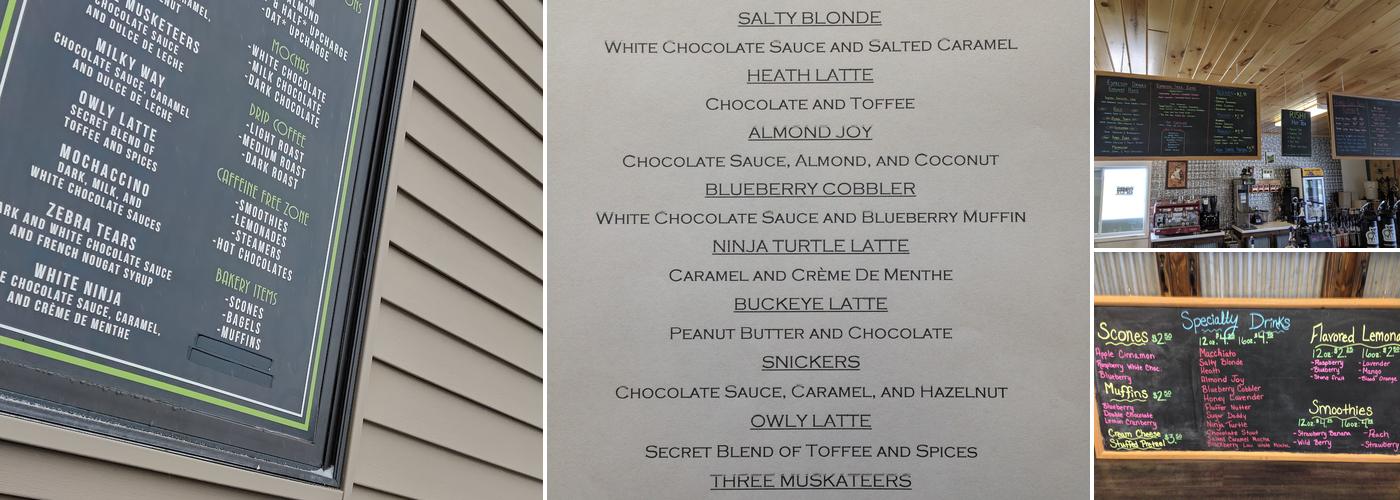 Owly Coffee Co. Menu