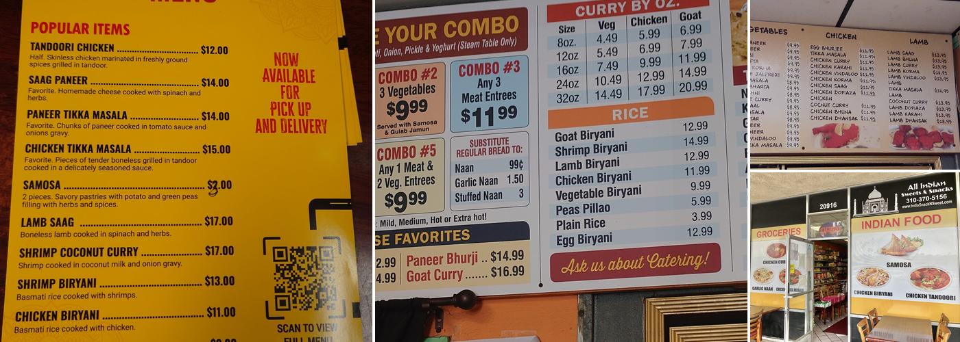 All Indian Sweets & Snacks Menu