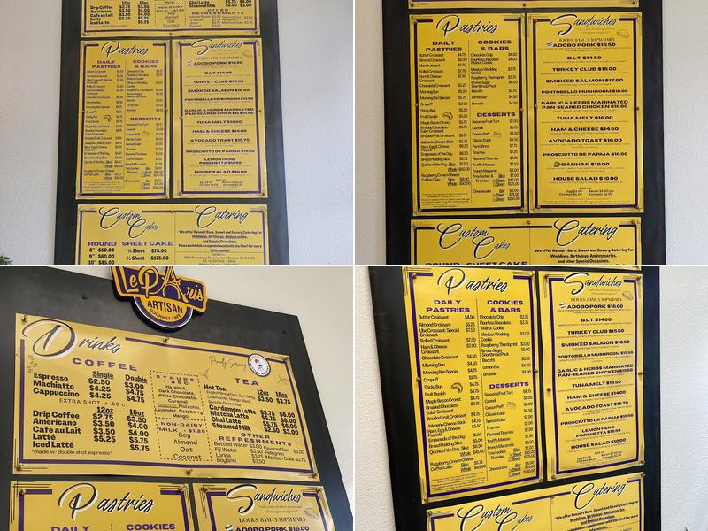 Le Paris Artisan & Gourmet Café Menu