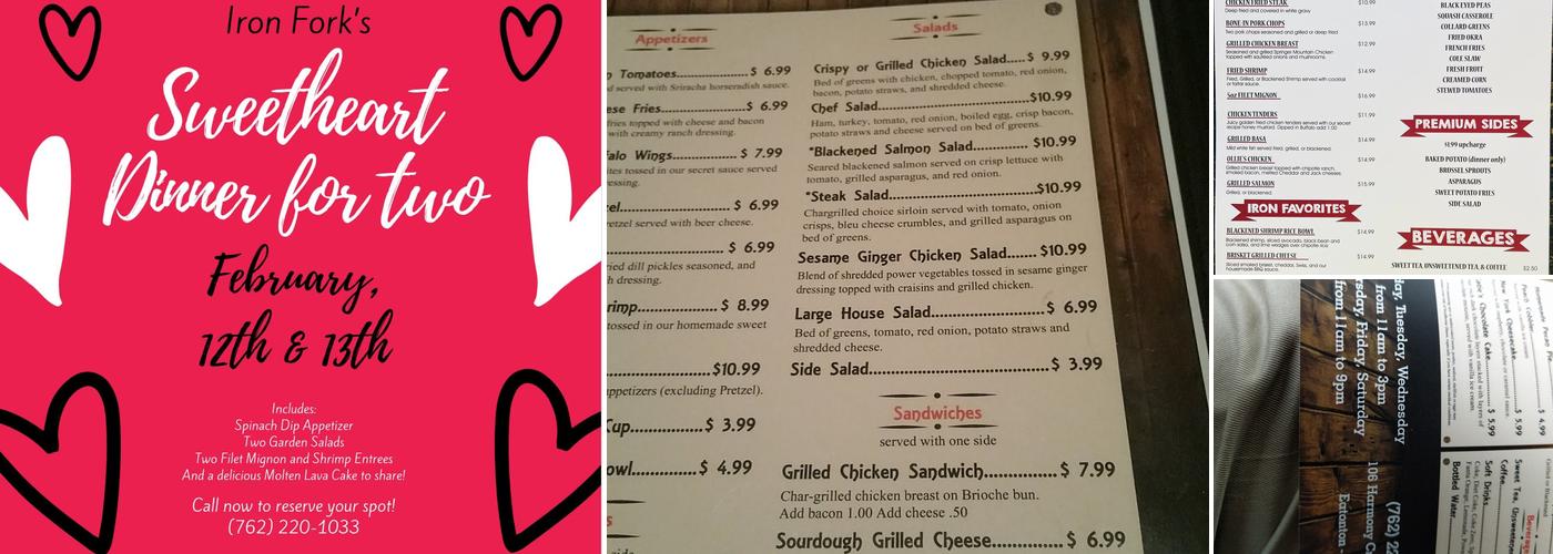Iron Fork Cafe Menu