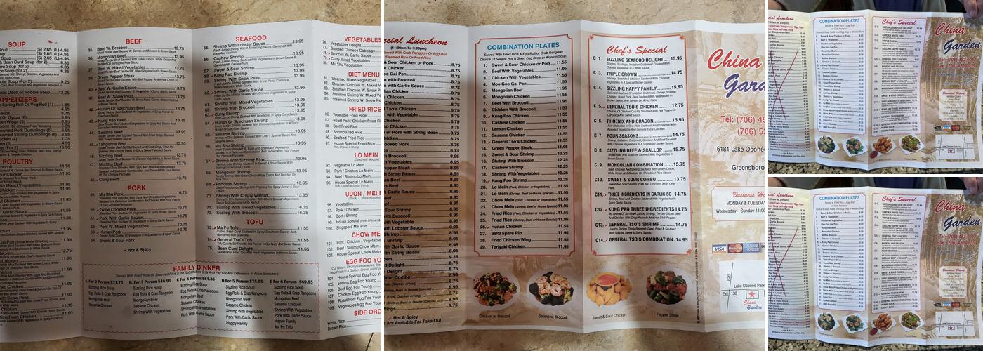 China Garden Menu