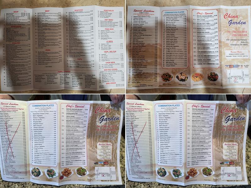 China Garden Menu